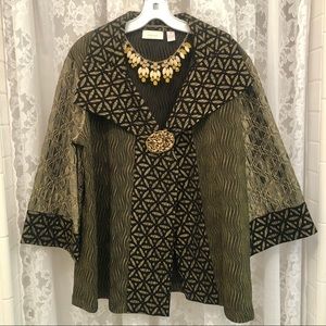 CHICO'S * NWOT Green/Black Metallic Kimono Jacket